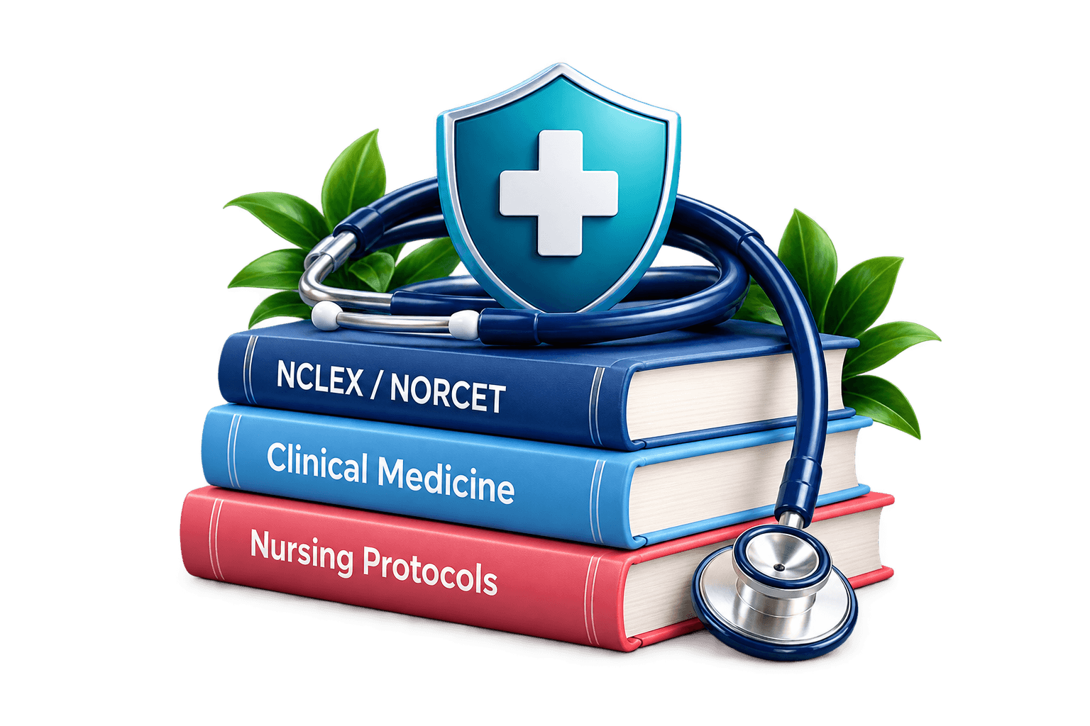 Nursing books and stethoscope illustration